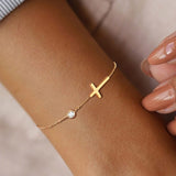 AliExpress Jewelry Dainty Cross and CZ Bracelet or Necklace-Stainless Steel Gold or Silver Tone