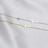 AliExpress Jewelry Dainty Cross and CZ Bracelet or Necklace-Stainless Steel Gold or Silver Tone