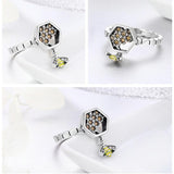 AliExpress Jewelry SET-Fine Fashion 925 Silver 7 Ring Honeycomb and Bee Jewelry Sterling Silver Ring