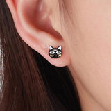 AliExpress Jewelry SET-Fine Fashion 925 Silver Black Cat Jewelry Sterling SIlver