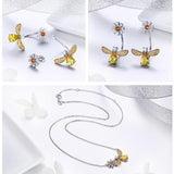 AliExpress Jewelry SET-Fine Fashion 925 Silver Honey Bee Jewelry SET, Ring, Earrings and Necklace BEE-autiful!  Elegant!