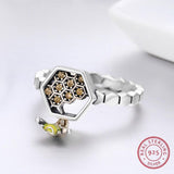 AliExpress Jewelry SET-Fine Fashion 925 Silver Honeycomb and Bee Jewelry Sterling Silver Ring