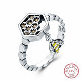 AliExpress Jewelry SET-Fine Fashion 925 Silver Honeycomb and Bee Jewelry Sterling Silver Ring