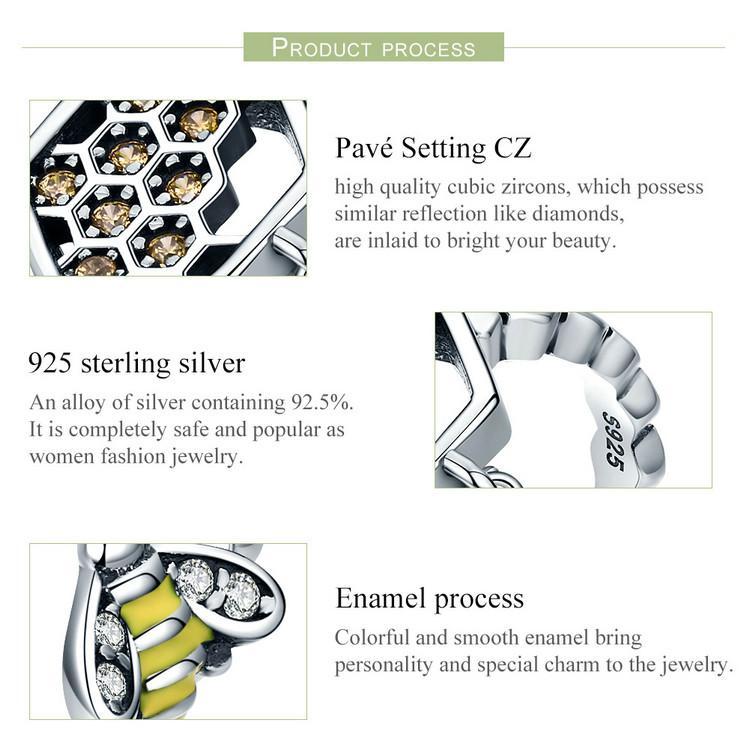 AliExpress Jewelry SET-Fine Fashion 925 Silver Honeycomb and Bee Sterling Silver Earrings