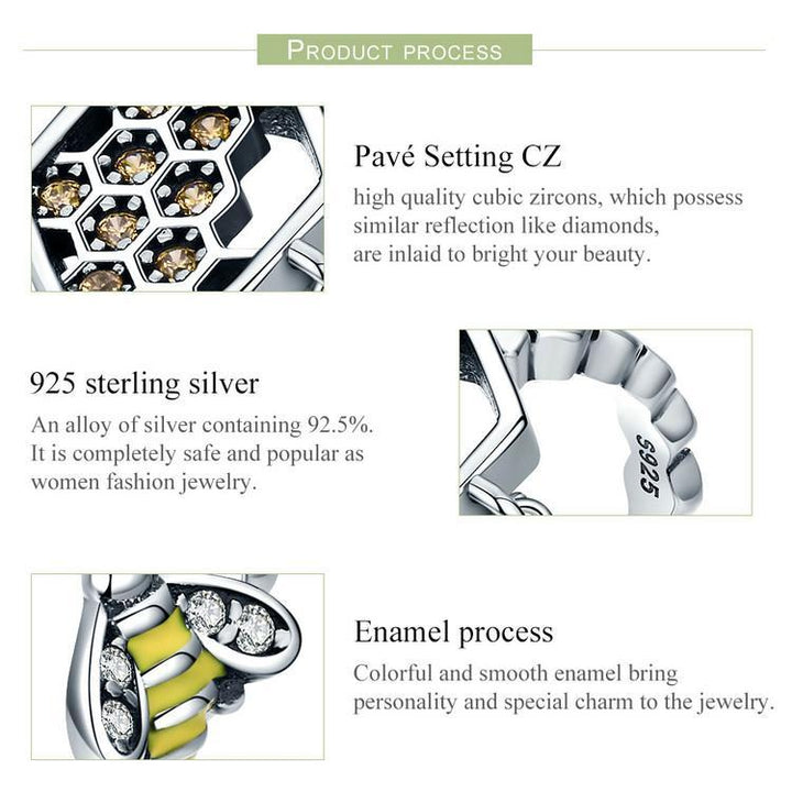 AliExpress Jewelry SET-Fine Fashion 925 Silver Honeycomb and Bee Sterling Silver Earrings