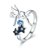 AliExpress Jewelry SET-Fine Fashion 925 Silver Ring Fairy with Moon & Stars Jewelry in Sterling Silver, Ring and Necklace