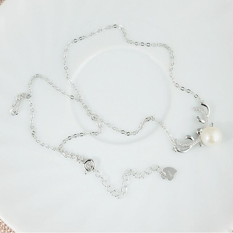 AliExpress Jewelry SET-Fine Fashion 925 Silver SET Deer Pearl Necklace and Earrings in 925 Sterling Silver