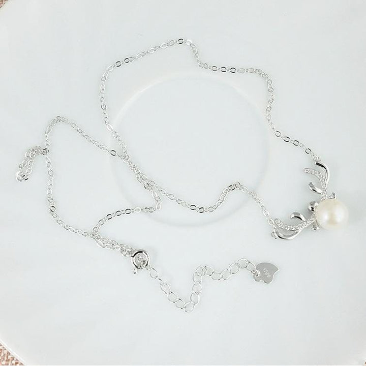 AliExpress Jewelry SET-Fine Fashion 925 Silver SET Deer Pearl Necklace and Earrings in 925 Sterling Silver