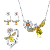 AliExpress Jewelry SET-Fine Fashion 925 Silver SET Honey Bee Jewelry SET, Ring, Earrings and Necklace BEE-autiful!  Elegant!