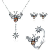 AliExpress Jewelry SET-Fine Fashion 925 Silver SET Honey Bee With a Star Jewelry SET : Ring, Necklace, Earrings