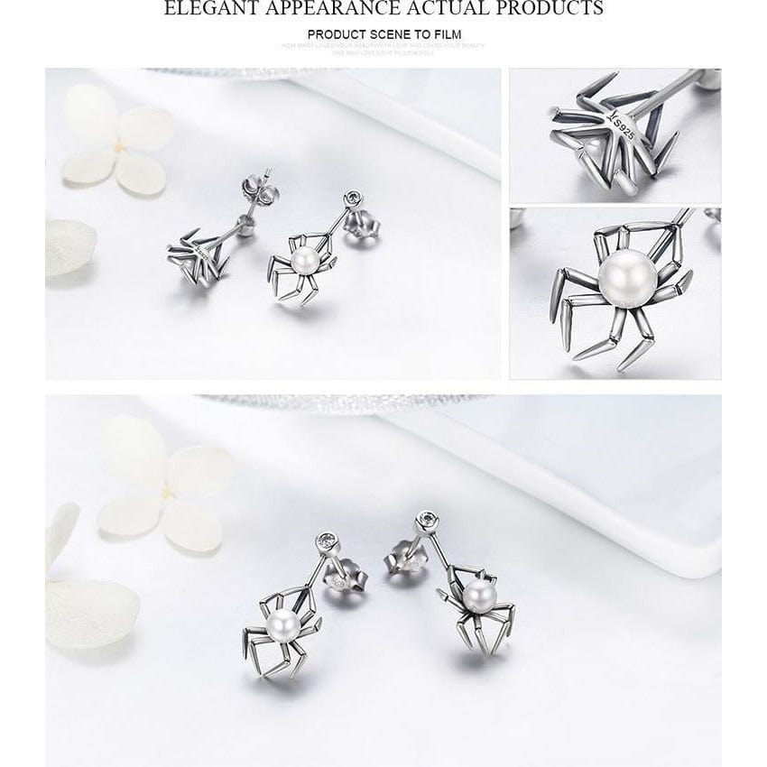 AliExpress Jewelry SET-Fine Fashion 925 Silver Spider and Pearl Earrings and Ring in Sterling Silver,  Adorable!