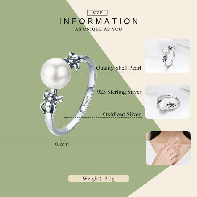 AliExpress Jewelry SET-Fine Fashion 925 Silver Spider and Pearl Earrings and Ring in Sterling Silver,  Adorable!