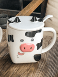 AliExpress Mugs Cow Ceramic Coffee Mug with Lid and Spoon