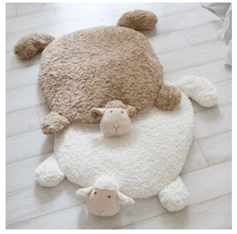 AliExpress Plush Animals Beige Mat Fluffy Ewe Sheep Plushie, Chair Cushion or Baby Floor Play Mat Embroidered Features *