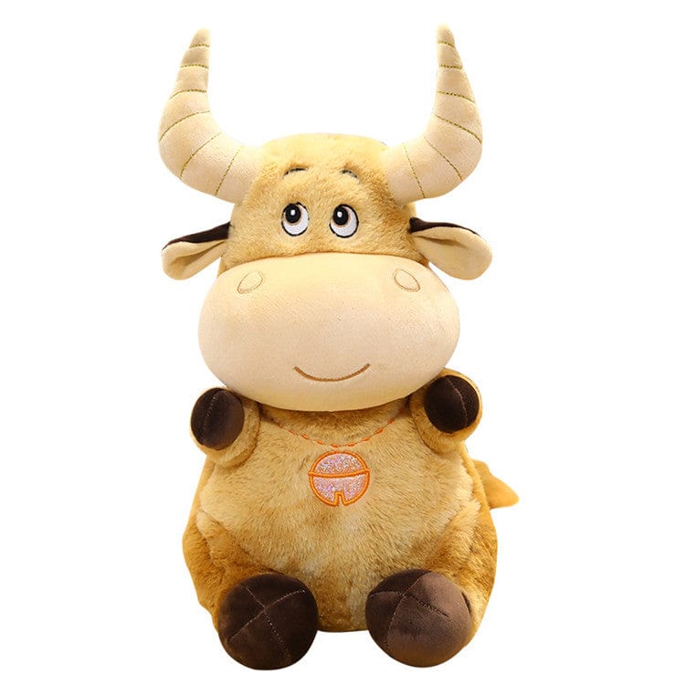 AliExpress Plush Animals MED Plush Horned Brown Cow Toy Stuffed Cow*