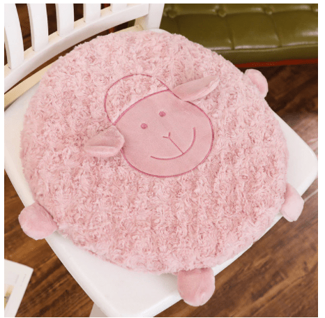 AliExpress Plush Animals Pink Cushion Fluffy Ewe Sheep Plushie, Chair Cushion or Baby Floor Play Mat Embroidered Features *