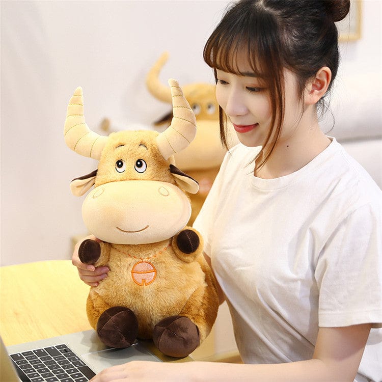 AliExpress Plush Animals Plush Horned Brown Cow Toy Stuffed Cow*