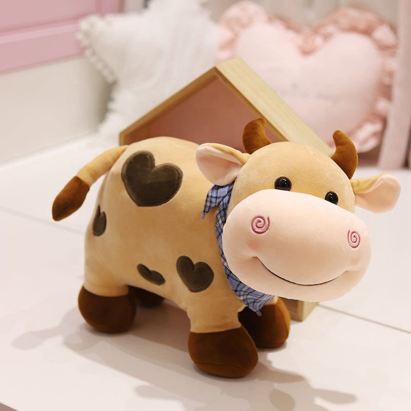 AliExpress Plush Animals Small-Brown Happy Cows with Hearts, Pure Bovine Love! *