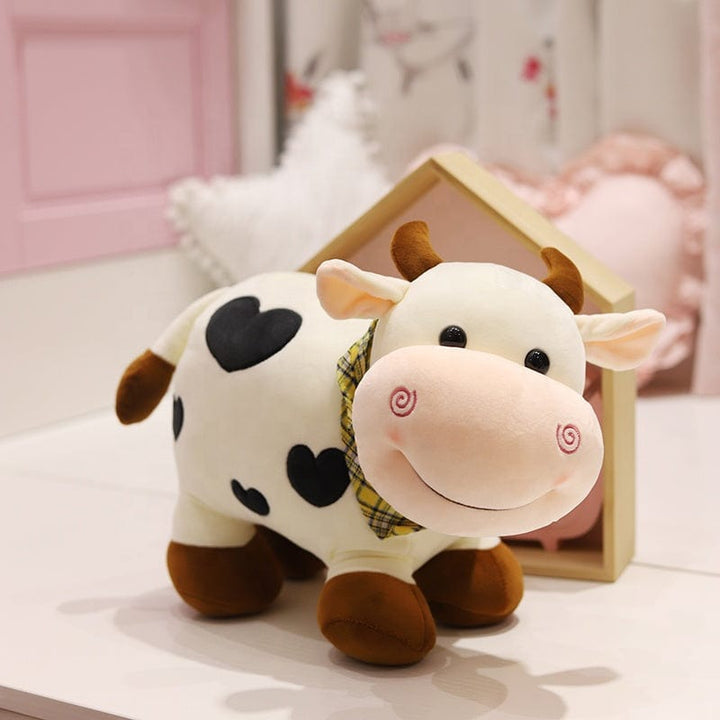 AliExpress Plush Animals Small-Ivory Happy Cows with Hearts, Pure Bovine Love! *