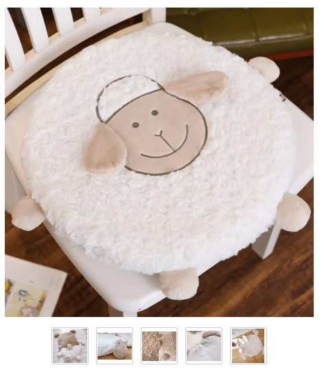 AliExpress Plush Animals White Cushion Fluffy Ewe Sheep Plushie, Chair Cushion or Baby Floor Play Mat Embroidered Features *