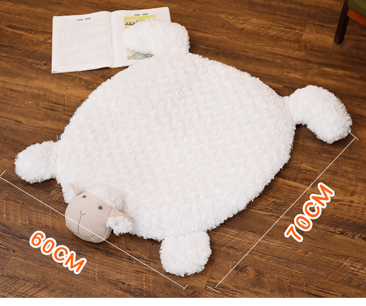 AliExpress Plush Animals White Mat Fluffy Ewe Sheep Plushie, Chair Cushion or Baby Floor Play Mat Embroidered Features *