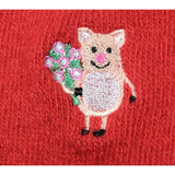 AliExpress Socks Piggy with Flowers-Red Pig Socks CUTE Pig Socks in Bright Red Cotton Blend