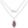 Genuine Amethyst, Chrome Diopside and Rhodolite .925 Sterling Silver Pendant - The Pink Pigs, A Compassionate Boutique