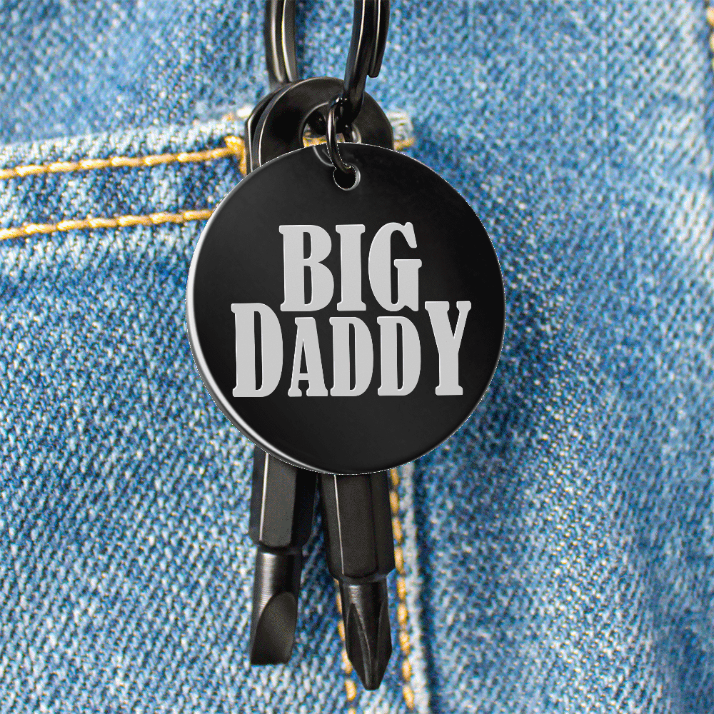Dad's Favorite Keychain BIG DADDY in Steel or Black Custom Engraving Available - The Pink Pigs, Animal Lover's Boutique