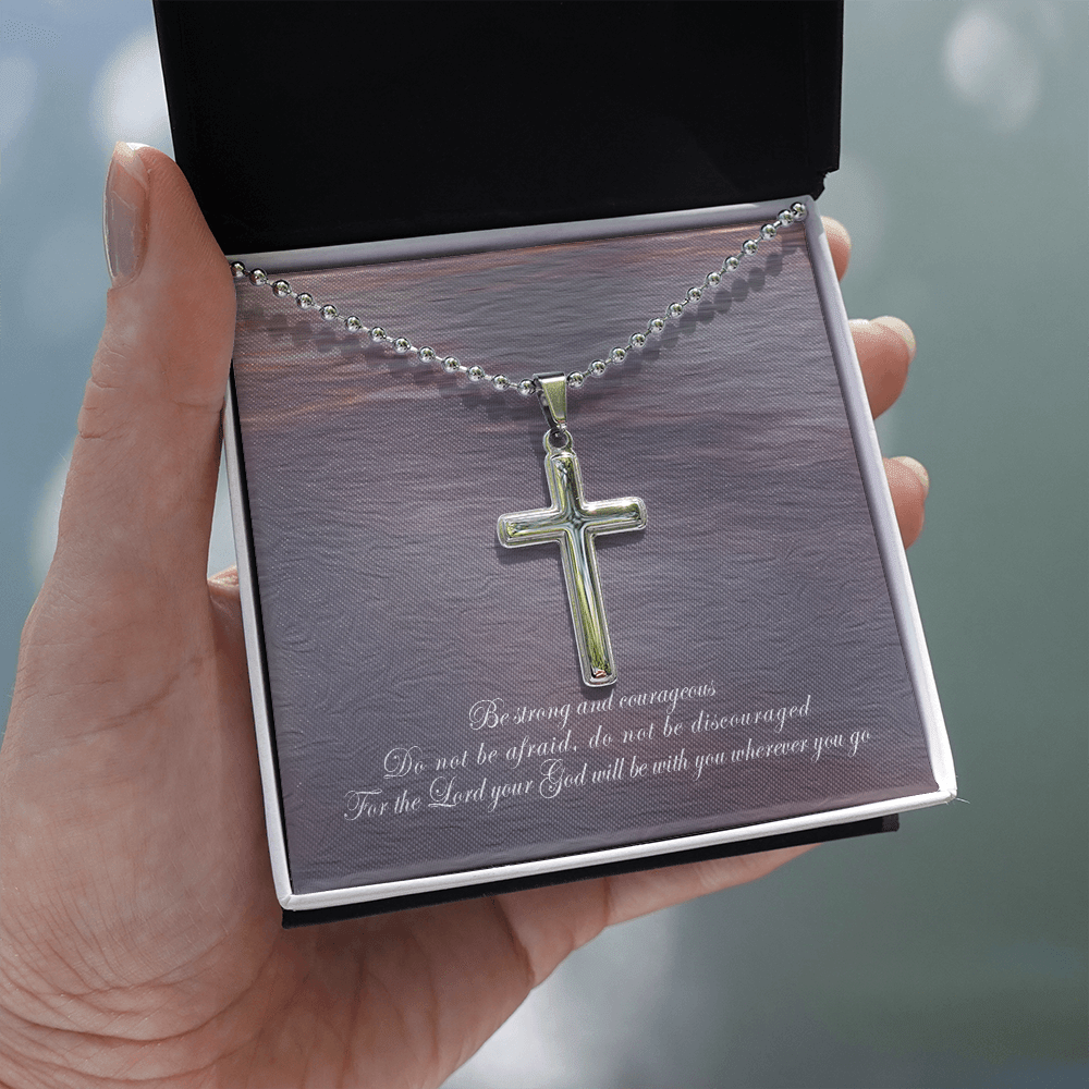 Encouraging Cross Necklace "Do not be afraid, do not be discouraged"