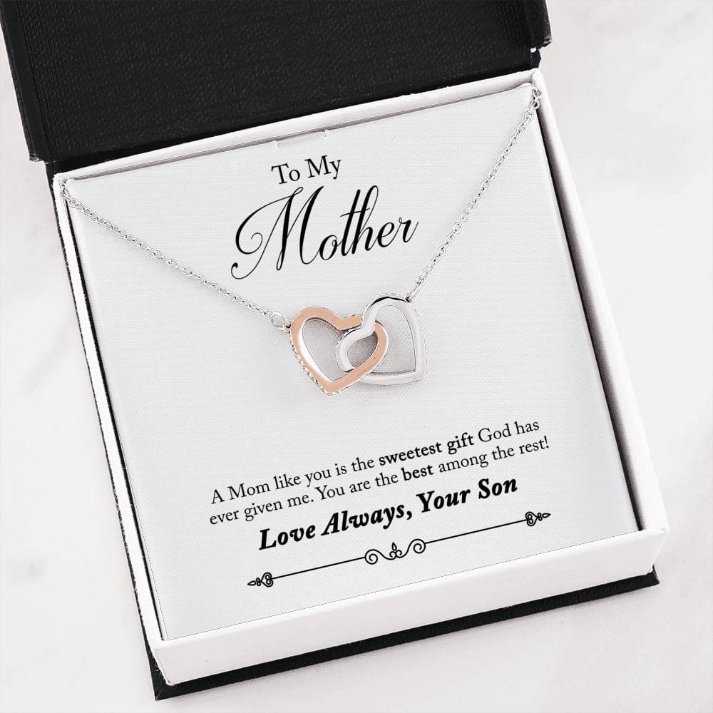 Necklace "To Mother from Son - A mom like you is the sweetest gift God has ever given me." - The Pink Pigs, A Compassionate Boutique