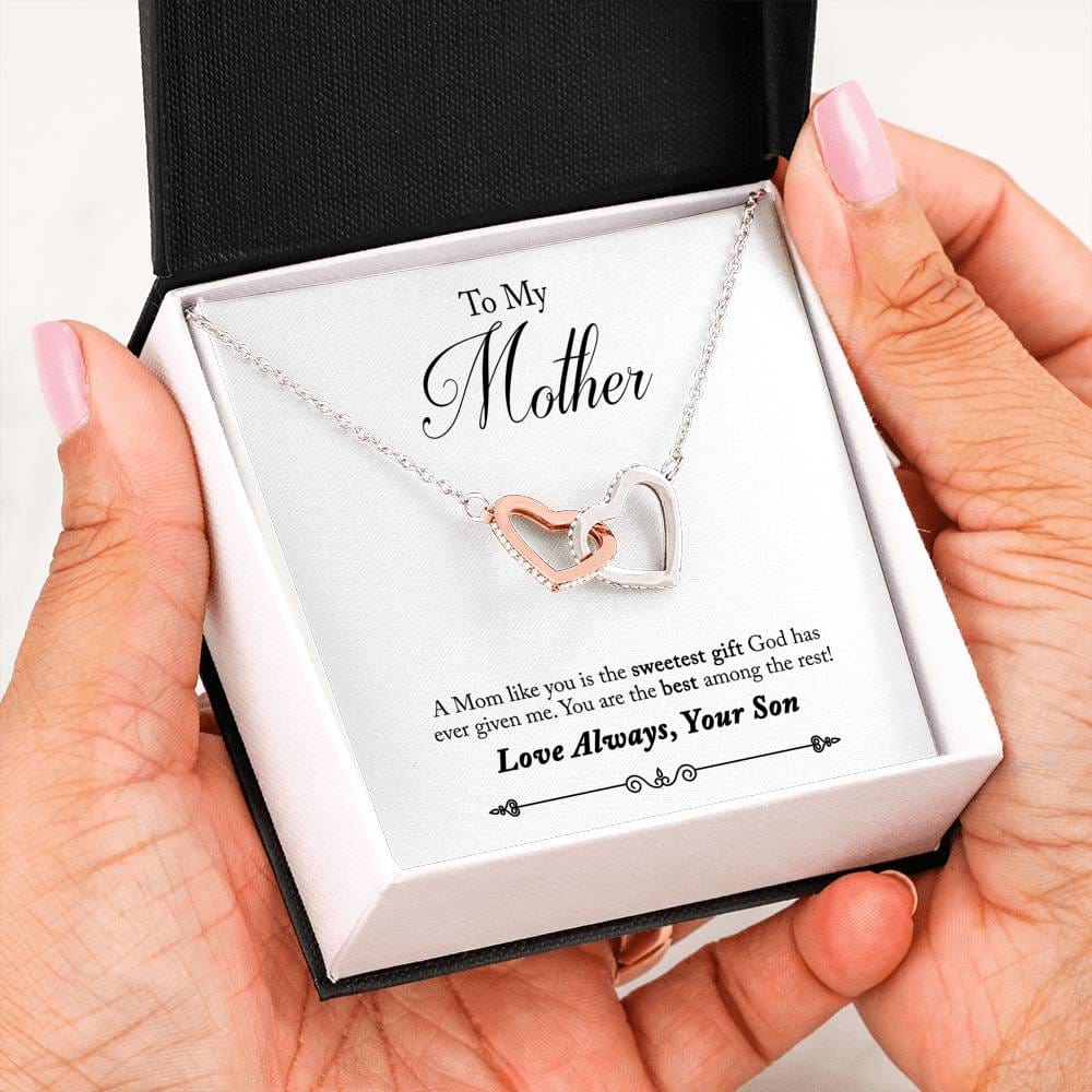 Necklace "To Mother from Son - A mom like you is the sweetest gift God has ever given me." - The Pink Pigs, A Compassionate Boutique