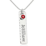 Simple Bar Necklace - Engraved with Birthstone, Personalized *