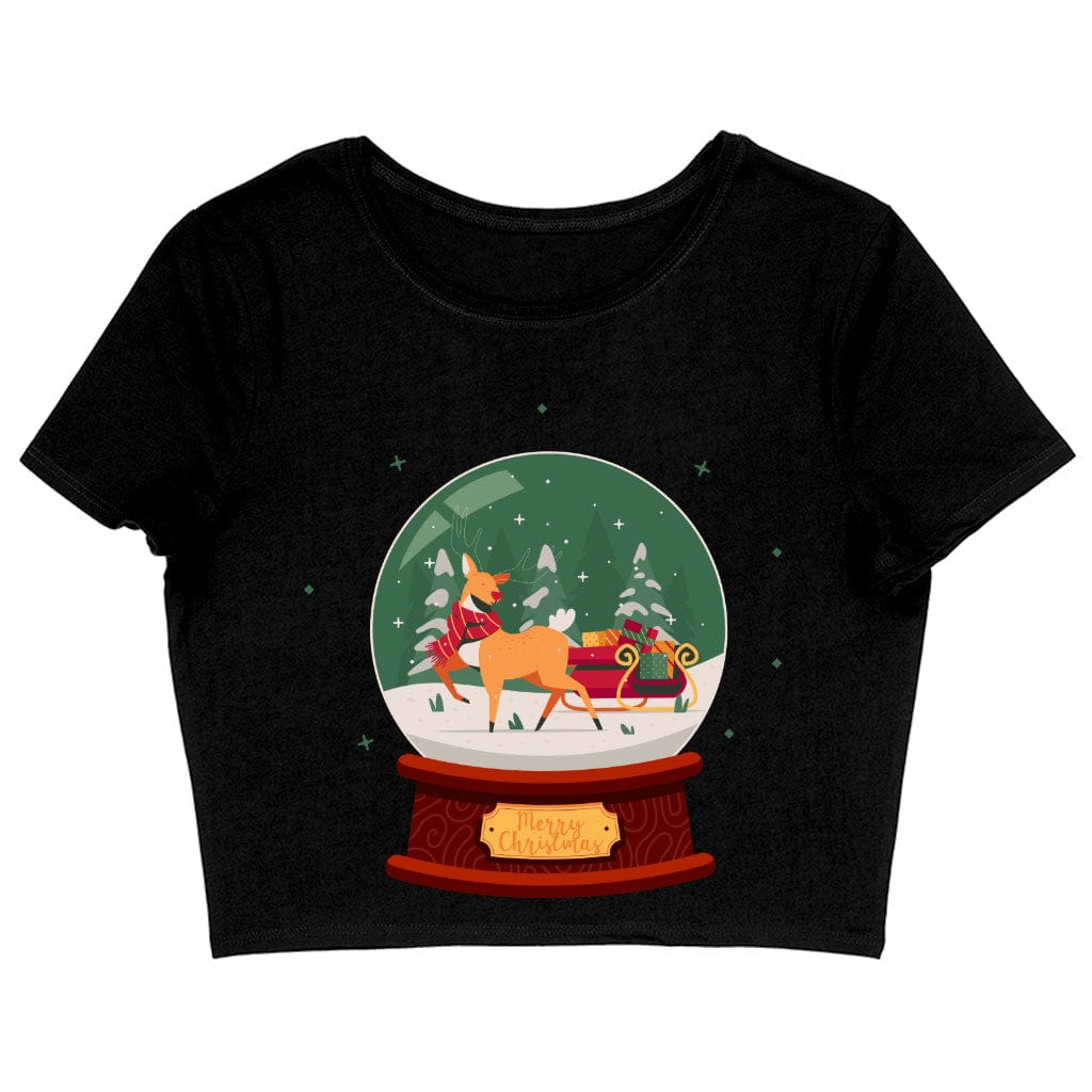 Christmas Deer Women's Cropped T-Shirt - Beautiful Crop Top - Deer Crop Tee Shirt