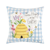 Spring Bee Happy In Blue Throw Pillow*
