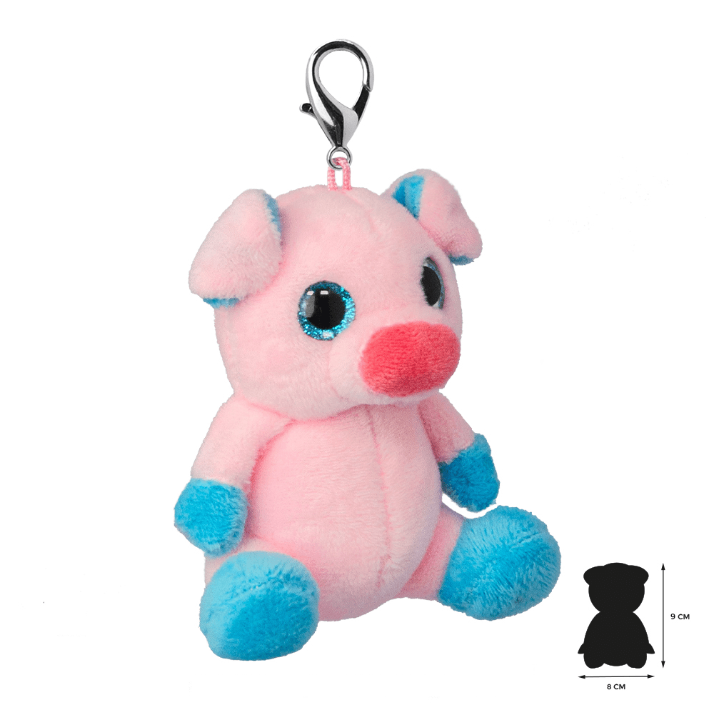 Orbys Plush Keychain or Backpack Clip Pig with Big Eyes