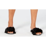 I.N.C. Faux-Fur Slide Slippers Black Size Large 9/10