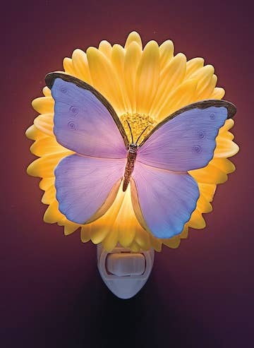 Blue Butterfly on Sunflower Night Light