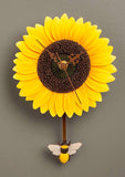Sunflower & Bee 3D Handpainted Unique Pendulum Clock