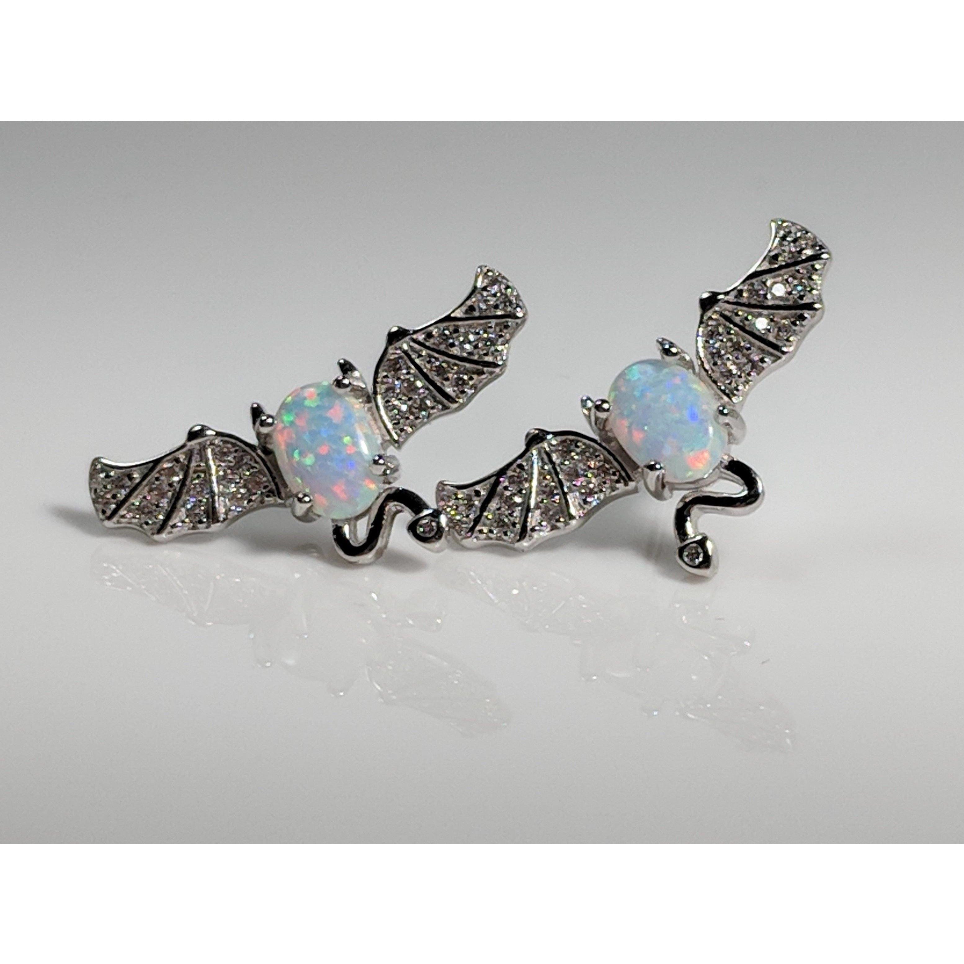 Bat Jewelry Created Opal, Sterling Silver, Tons of CUTE! Perfect for Halloween! - The Pink Pigs, A Compassionate Boutique