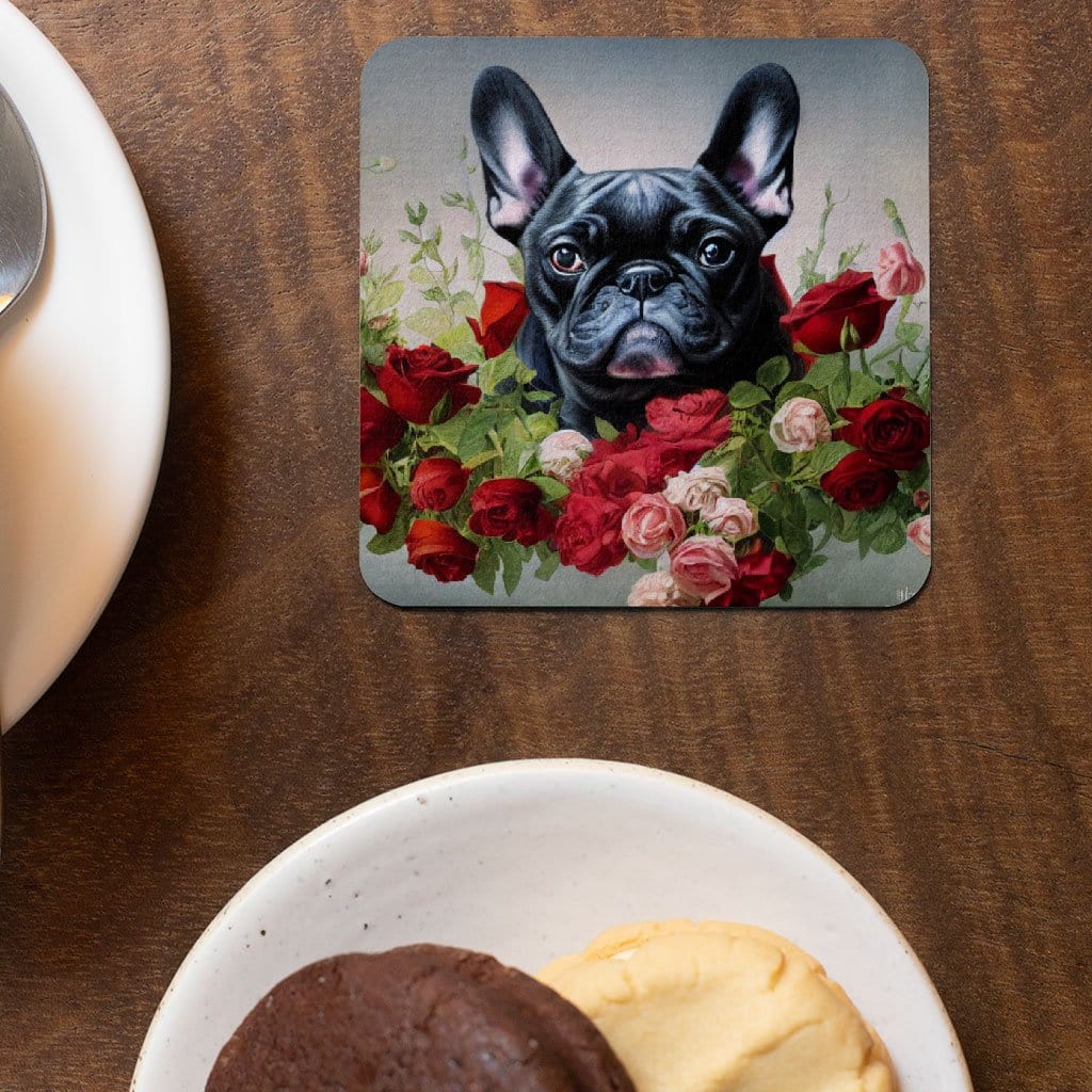 Cute Dog Square Coasters - Bulldog Coaster - Artwork Coasters for Drinks