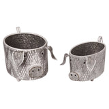 Metal Rustic Pig Planters or Containers Set of 2 by Silver Spring 16.75"