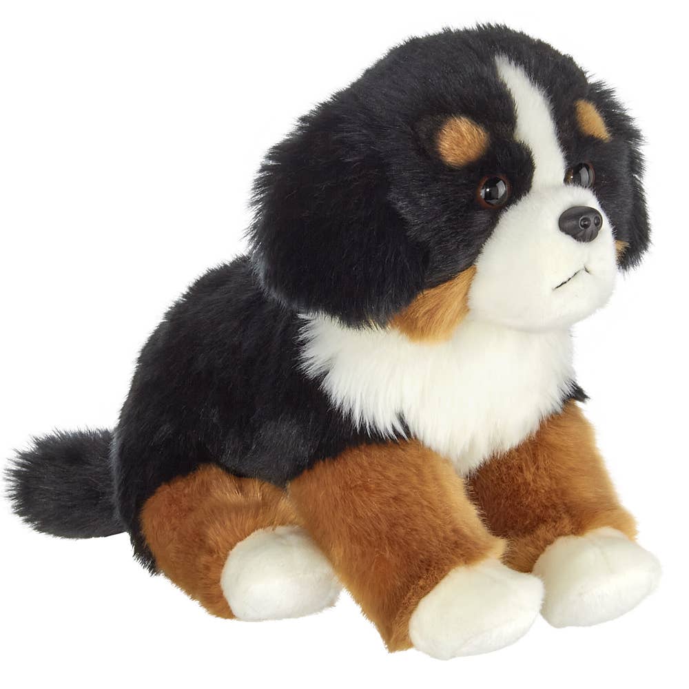 Bearington Collection Stuffed Animals Plush Burnese Mountain Dog Tri-color Puppy Stuffed Dog