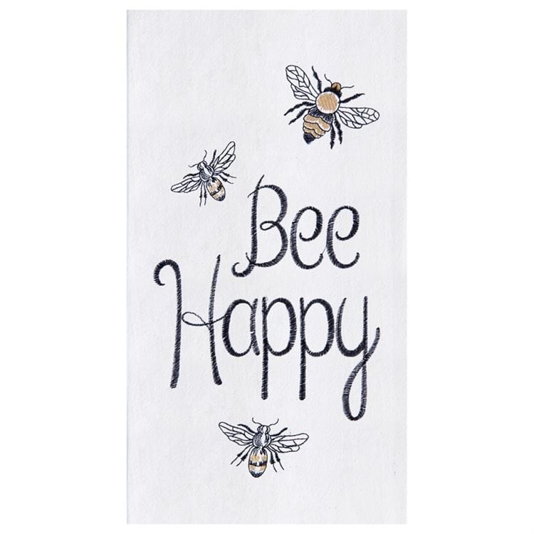 Hummingbird or Bee Happy Kitchen Tea Towel Embroidered - The Pink Pigs, Animal Lover's Boutique