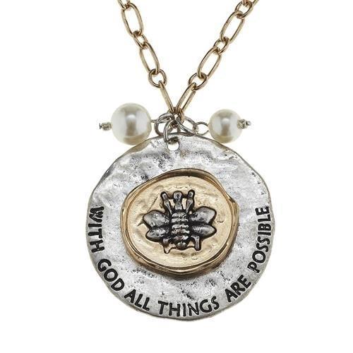 Bee & Pearl Necklace: All Things are Possible! Jane Marie, Perfect Gift! - The Pink Pigs, A Compassionate Boutique