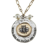 Bee & Pearl Necklace:  All Things are Possible!  Jane Marie, Perfect Gift!