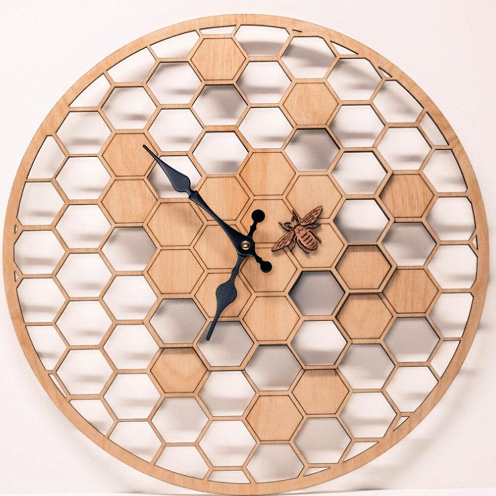 Bee Wall Clocks-4 styles, Bee and Honeycomb Natural Wood Wall Clocks - The Pink Pigs, A Compassionate Boutique
