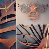 Bee Wall Clocks-4 styles, Bee and Honeycomb Natural Wood Wall Clocks - The Pink Pigs, A Compassionate Boutique