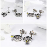 Bee with Daisy Jewelry-Necklace, Honeycomb Ring, Earrings or SET in 925 Silver - The Pink Pigs, A Compassionate Boutique