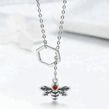 Bee with Lariat Necklace in 925 Sterling Silver