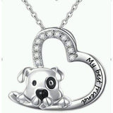 "Best Friend" Sterling Silver Dog in Heart Necklace for Pet Lovers - The Pink Pigs, A Compassionate Boutique